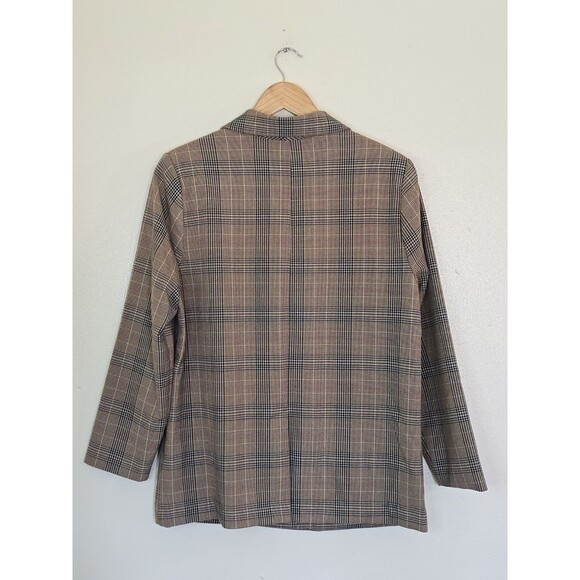 Old Navy Relaxed Unlined Brown Plaid Taylor Suit Blazer Jacket Womens P Small - Picture 6 of 11